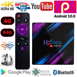 64g Android h96max 10.0 TV Box rk3318 Quad - Core 64bit 2.4G / 5.8g wifi BT 4.0 4K HD lecteur multimédia. Sortie...