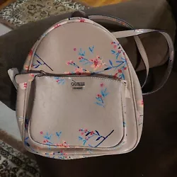 GUESS Womens Taupe Beige Floral Patent Small Backpack Bag Handbag Purse. I could not find any kind of stain , both ...