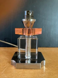 Lampe veilleuse en bronze chromé nickelé et verre dépoque Art Déco. électrification à prévoir.