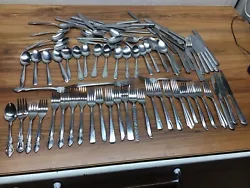 LOT OF 82 PIECES OF SILVERWARE IN MANY PATTERNSCHECK PHOTOS FOR CONDITION AND PATTERNS