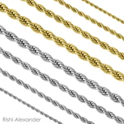 Excellent Quality 316L Stainless Steel Rope Chain Necklaces. Available Lengths -Choose between Classic silver colored...