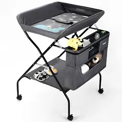 ⭐FOLDABLE TABLE & ONE-FOLDING KEY: Designed for any parent, this changing table can be folded by One-key Folding....