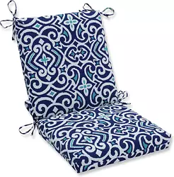 Damask Indoor/Outdoor Solid Back 1 Piece Square Corner Chair Cushion with Ties, Deep Seat, Weather, and Fade Resistant,...