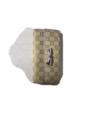 Women’s Monogram Gucci Long Canvas Wallet With Purple Leather Trim 100% authenti.