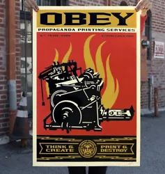 HAND SIGNED Shepard Fairey Print and Destroy OBEY Giant Large Format 24X36 KAWS. 