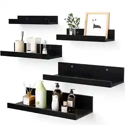 Each floating shelf is unique. 【SPACE SAVING】: Our 5 brown floating shelves for walls provide different sizes of...