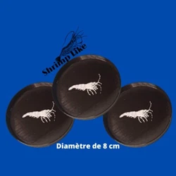 Coupelle de nourrissage crevettes diamètre 80 mm environ avec rebord 1cm Fabrication artisanale logo Shrimp Like ...