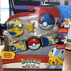 Pokémon Pikachu Clip N Go Poke Ball Belt Set.