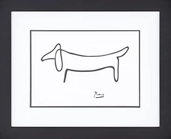 buyartforless FRAMED The Dog (Le Chien) Drawing by Pablo Picasso 14x11 Art Print Poster Double Mat MADE IN THE USA