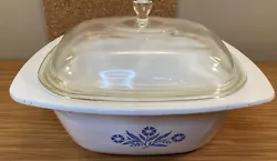 Vintage Corning Ware Blue Cornflower 4 Quart Dutch Oven P-34-B with lid. Good condition. Could use a good scrubbing to...