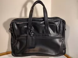 Protocol Black Leather Messenger Laptop Bag 16
