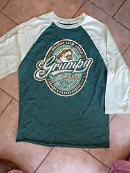 Grumpy Mood T-shirt Baseball Tee / size S / Disney Parks Graphic / Green. Cute design baseball tee