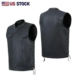 Industrial poly-cotton liner. This is an Original Club style vest with side lacing. Single panel back for Club Colors....