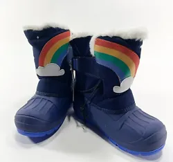 Cat & Jack Size 12 Toddler Winter Snow Boots With Rainbow Pattern Navy Child Kids. Fun snow boots that will keep your...