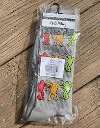 Keith Haring Socks Grey Crew Sock Size 10-13 Style# KH960058 Brand New Sealed. They seem as if they would also fit...