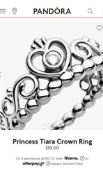 This authentic PANDORA MY PRINCESS TIARA clear CZ ring, size 8, is a stunning addition to any jewelry collection....