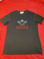 Gucci Black Tennis T-shirt size LPit to pit 21