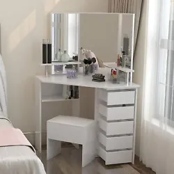 【Beauty and Elegance】 Trifold Mirror Dresser The Trifold Mirror Dresser has a unique design style. The white...