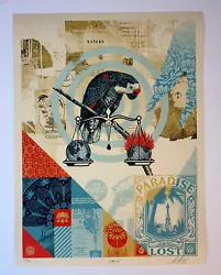 You are bidding on an official sold out limited edition Shepard Fairey print entitled Paradise Lost that was released...