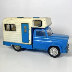 Jeep Pickup Camper Truck Vintage 1960s Zee Toys No. 52 MIM Mimzee Hong Kong Blue. Item shows wear including...
