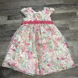 Bella By Marmellata Girls Lined Dress Size 5T Floral Easter puffy dress. Check pictures for details and measurements