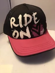 FOX RIDERS CO “Ride On” Cap Mesh Trucker Black/Pink Snapback Hat.