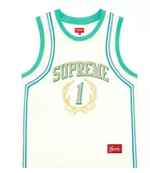 Poly sand knit jersey with tackle twill logo applied at chest and graphic at back. Supreme logo at lower front.