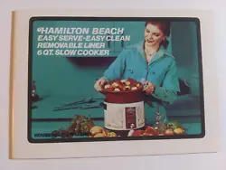 Vtg 1978 Hamilton Beach 6 qt Slow Cooker Original Instruction & Recipe Booklet 31 PAGES, 48 RECIPES. INSTRUCTION...