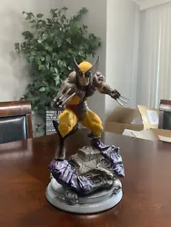 Brown suit Wolverine statue. No issues with statue. Stayed behind glass. Need room for other statues.