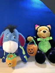 Winnie the Pooh -Scaredy Cat Pooh / holding pumpkin. Eeyore - BOO / holding pumpkin - also has a REMOVABLE TAIL - still...
