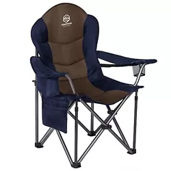Coastrail Outdoor Padded Camping Chair with Lumbar Back Support, Oversized Heavy Duty Lawn Chair Folding Quad Arm Chair...