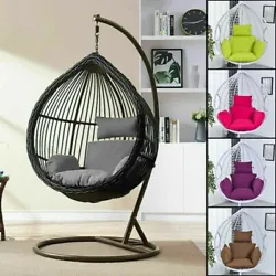 Swing Hanging Egg Rattan Chair Outdoor Garden Patio Hammock Stand Porch Cushions. Thick 6D hollow cotton filling, good...
