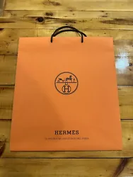 Authentic Hermes Empty Orange Shopping Gift Paper Bag 18.5 x 16.5 x 6.75