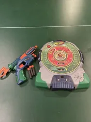 Nerf Electronic Talking Dart Board Target Grey Blue Green, With Nerf Gun+Ammo. Everything is tested and works great....