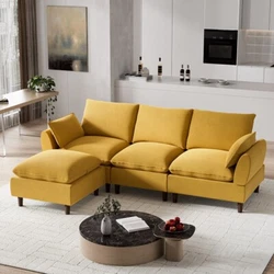 【Comfortable Sectional Sofa】This 3-seater sofa is made of high-quality Chenille fabric, which feels soft and...