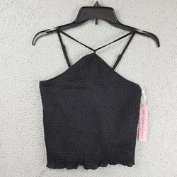 Smocked bodice. Halter X-neckline. Neckline: Halter. Closure: Pullover. Strap Type: Halter. Sleeve Length: Sleeveless....