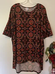 Lularoe size XL Irma top. Short sleeves. Great looking for fall with shades of brown, rust, black and orange.