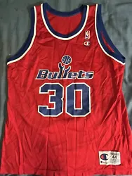 Washington Bullets Champion Jersey Size 44 Wallace. There is some fading to some of the screen print. See photos