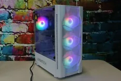 Nvidia Quadro K620 2 GB GDDR3. Custom white Montech X1 mini tower gaming PC with side tempered glass door, 3 front and...