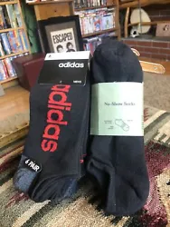 New ~Adidas Socks 6 Pair Men 6-12 Black Gray Red w/ Logo Lite Bonus 3- Free Ship.