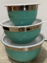 mixing bowls with lids set of 3 teal outside