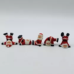 Lot of 5 Vintage Christmas Tumbling SANTA CLAUS Ornaments MiniatureHeight 1 inch or less New