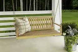 The swing bench is crafted with sturdy cypress wood that can easily hold up to 400 lbs. The cypress porch swing has a...