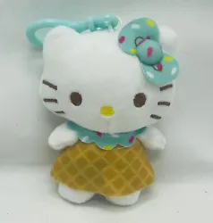 Hello Kitty Plush Keychain Plush Backpack Clipl Ice Cream Waffle Cone. In used condition