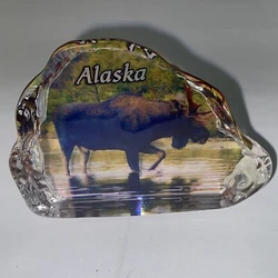 Alaska Paper Weight Moose 15oz Colorful. Condition is 