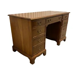L. & J.G. Stickley Solid Cherry 8-Drawer Kneehole Desk. Dated 1964. All dovetailed joint drawers work as they should...