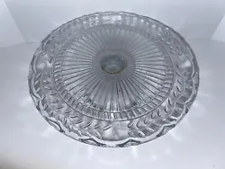 Vintage Clear Glass Laurel Leaf Pedestal Cake Plate 9