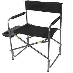 Ozark Trail Camping Chair, Black. 600D polyester fabric with PE coating. Black chair. Seat height from ground: 19