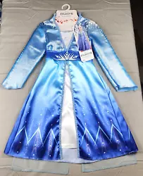 DISNEY FROZEN II ELSA ADVENTURE BLUE OMBRE DRESS, YEAR 2019. TOP OF BACK IS A VENTING TYPE MATERIAL.