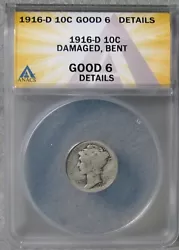 ANACS Certified GOOD 6 Details. The coin is slightly bent. This is the exact coin you shall receive.